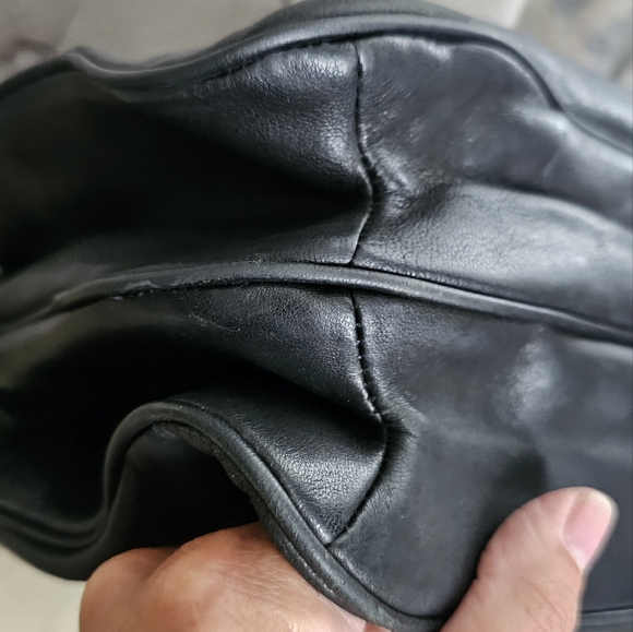 Nanette Lepore Two-tone leather bag (cream/black), tan trim, flap front satchel - Picture 13 of 15